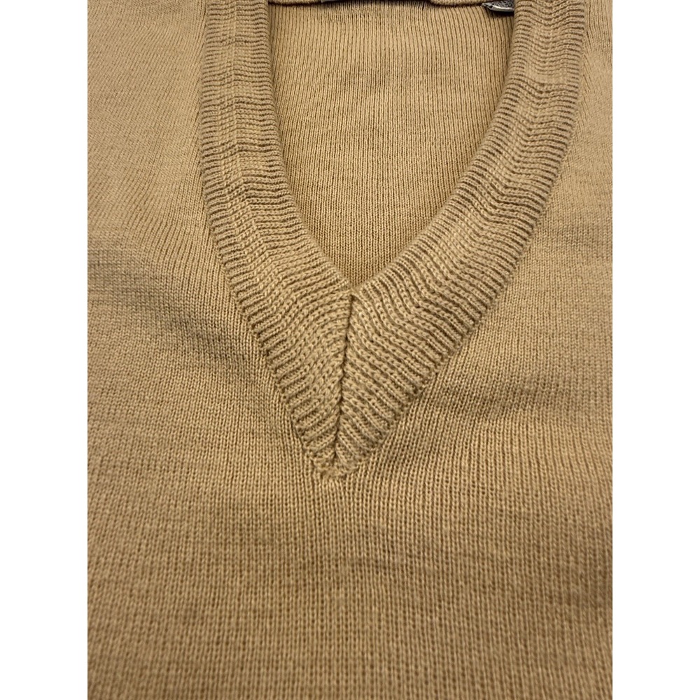Vintage Gabicci Men's M Camel Sweater Vest V Neck Wool Knit Made Korea Logo - Picture 8 of 10